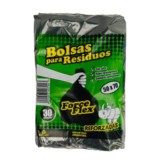 BOLSAS FORCE REFORZADAS NEGRA 50X70 X30 UNI - BULTO: 30 PAQUETES.  - Imagen 1