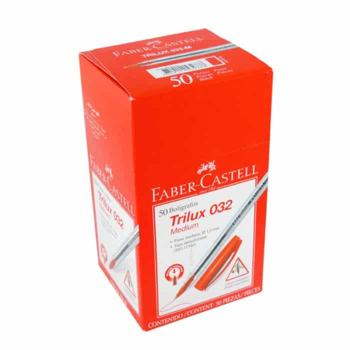 BOLIGRAFO FABER TRILUX 032 M ROJO X 50 U - Imagen 1