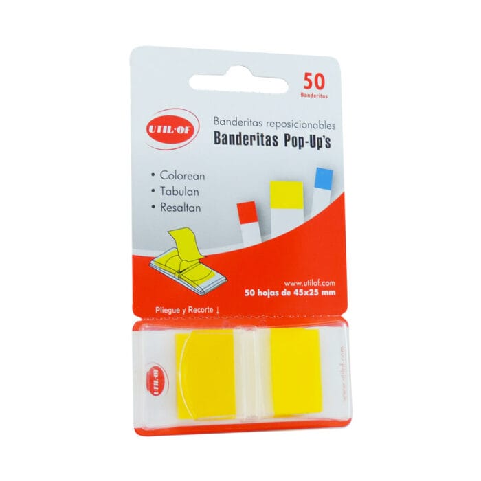 TACO BANDERITAS UTILOF ADHE 45X25MM AMAR - Imagen 1